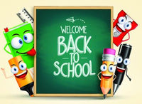 Cartoon School Chalk Board Backdrop