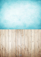 Backdrop - Wood Floor & Aqua Portrait Combo
