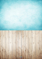 Backdrop - Wood Floor & Aqua Portrait Combo