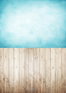 Backdrop - Wood Floor & Aqua Portrait Combo
