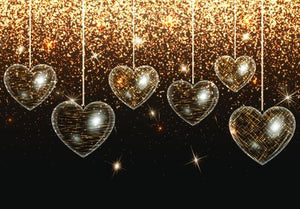 Black and Gold Glitter Love Hearts