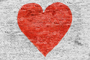 Brick Wall Love Heart Red