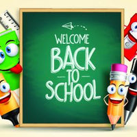 Cartoon School Chalk Board Backdrop