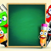 Cartoon School Chalk Board Backdrop