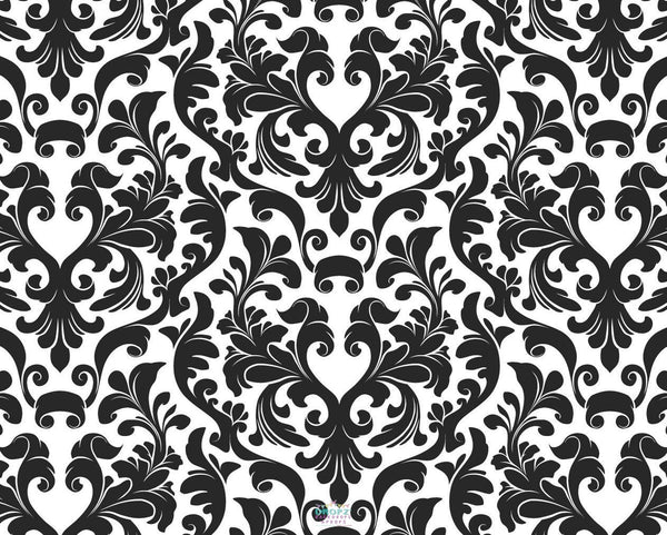 Backdrop - Black & White Damask