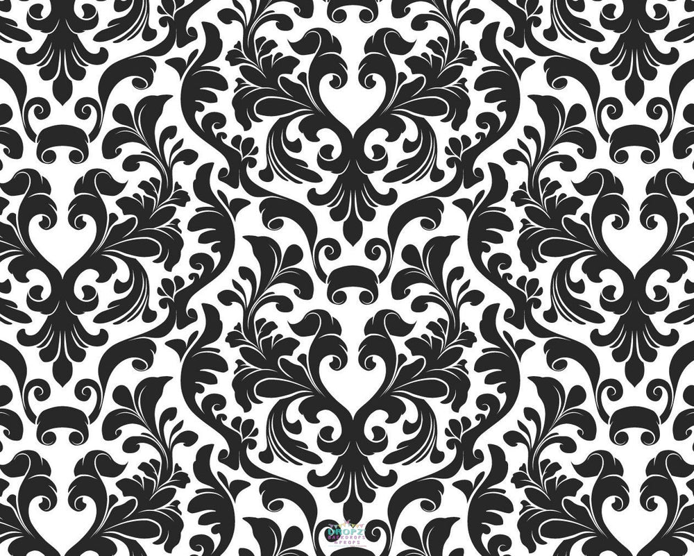 Backdrop - Black & White Damask