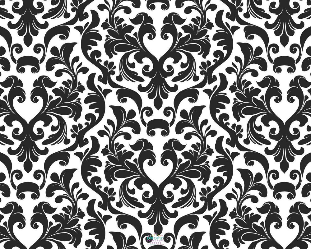 Backdrop - Black & White Damask