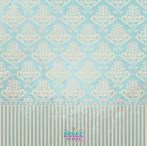 Backdrop - Blue & Cream Vintage Wallpaper