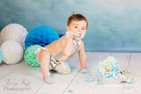 Backdrop - Blue Portrait Wall & White Floor Combo
