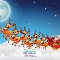 Backdrop - Christmas Santa Reindeer Sled Backdrop