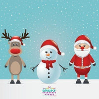 Backdrop - Christmas Santa Reindeer Snowman Backdrop