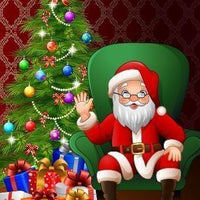 Backdrop - Christmas Tree Santa Backdrop