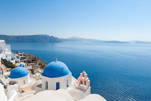 Backdrop - Church Domes In Oia Santorini