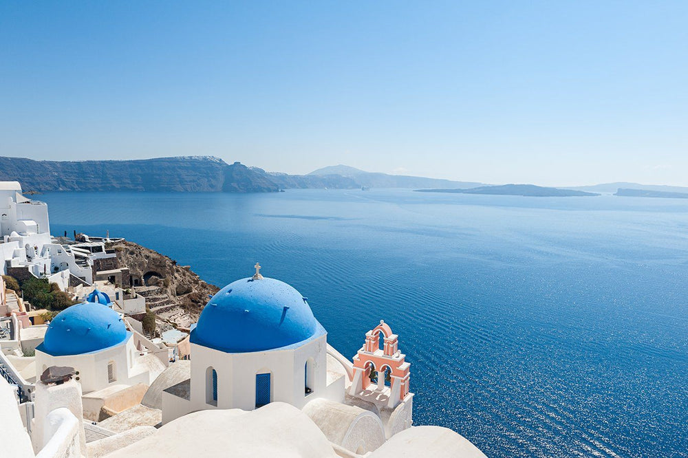 Backdrop - Church Domes In Oia Santorini