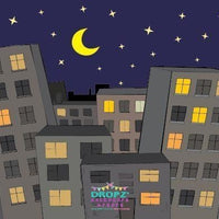 Backdrop - Comic Buildings Night Sky