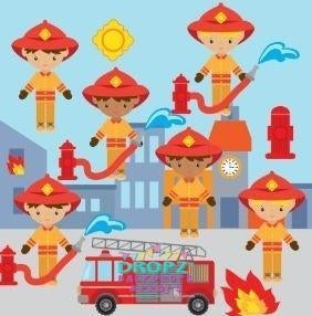 Backdrop - Cute Little Firemen