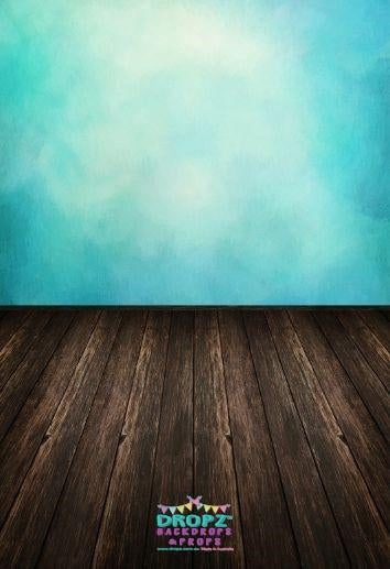 Backdrop - Dark Wood & Aquamarine Wall