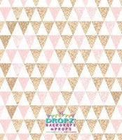 Backdrop - Gold Glitter Pink Triangles
