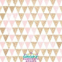 Backdrop - Gold Glitter Pink Triangles