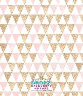 Backdrop - Gold Glitter Pink Triangles