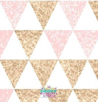 Backdrop - Gold Glitter Pink Triangles
