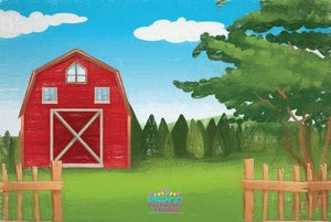 Backdrop - Hand Drawn Red Barn - Day