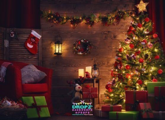 Backdrop - Indoor Christmas Scene Backdrop
