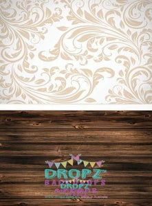 Backdrop - Java Wood Planks With Beige Damask