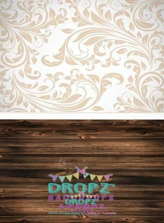 Backdrop - Java Wood Planks With Beige Damask