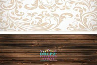 Backdrop - Java Wood Planks With Beige Damask
