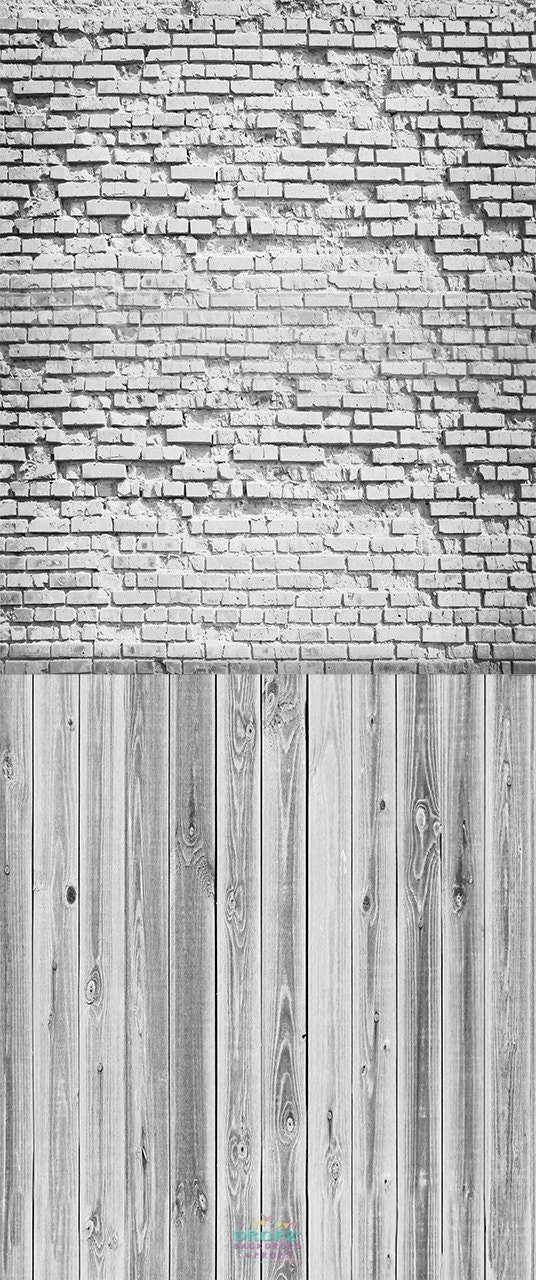 Backdrop - Light Grey Wood & Brick