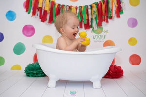 Backdrop - Multicolor Spots With White Wooden Floor