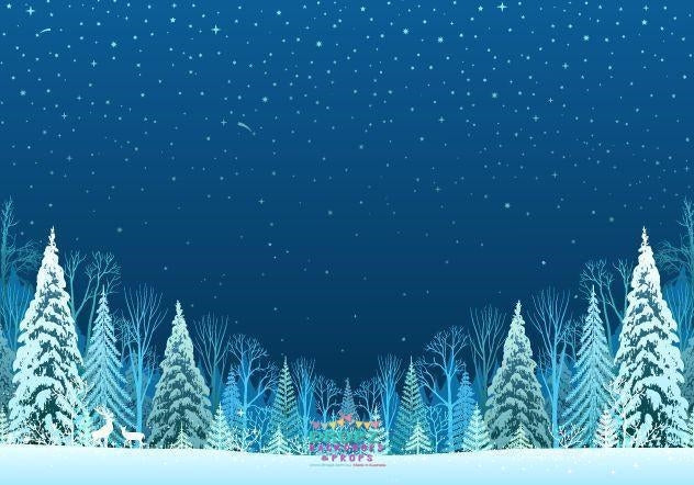 Backdrop - Night Sky Snowy Trees