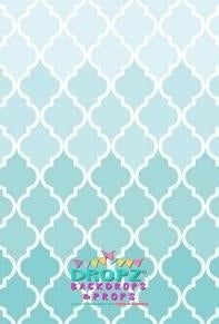 Backdrop - Ombre Teal Quarterfoil Lattice