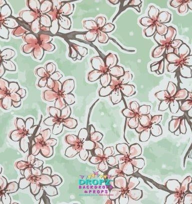 Backdrop - Painted Cherry Mint Blossoms