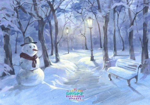 Backdrop - Painted Christmas Snowman Backdrop