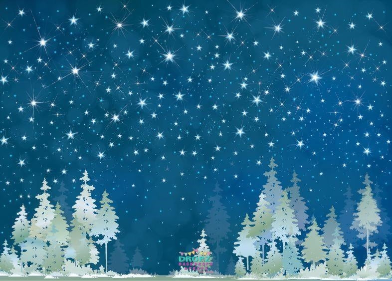 Backdrop - Painted Night Sky Trees
