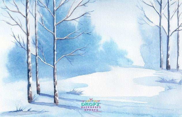 Backdrop - Painted Winter Trees