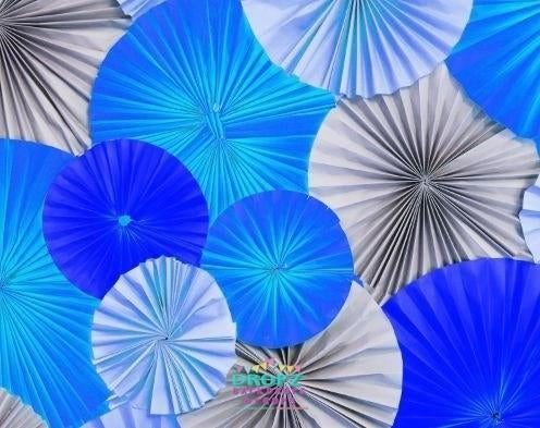 Backdrop - Paper Rosettes Blue