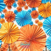 Backdrop - Paper Rosettes Orange Blue