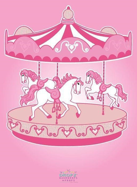 Backdrop - Pink Carousel Horses