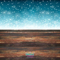 Backdrop - Snow Flurries & Wood Floor