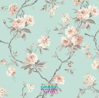 Backdrop - Soft Blossoms On Mint
