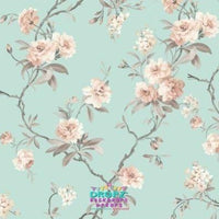 Backdrop - Soft Blossoms On Mint