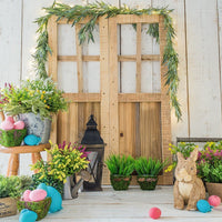 Easter Photography Backdrop - Bunny with eggs and plants