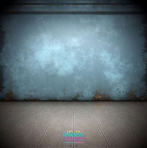Backdrop - Steel Floor Blue Rusty Wall