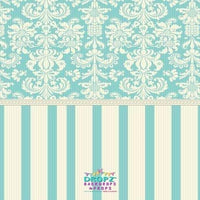 Backdrop - Teal & Cream Vintage Damask