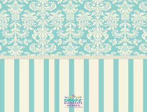 Backdrop - Teal & Cream Vintage Damask