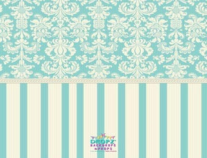 Backdrop - Teal & Cream Vintage Damask