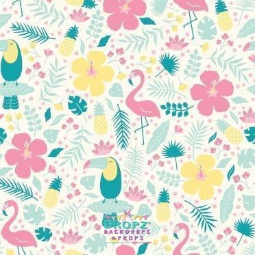 Backdrop - Tropical Flamingo Toucan